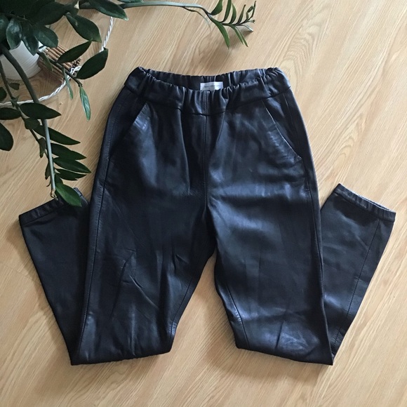 Moss Copenhagen elastic waist lambs leather pants - Picture 1 of 14